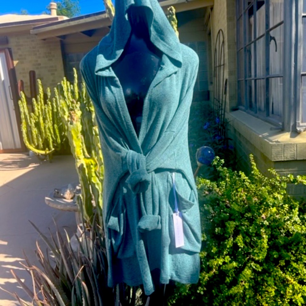 Women's Young Fabulous & Broke - Soft, Blue Knit Hooded Sweater, Robe, Top S